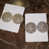 Rhinestone Round Stud Earrings Women Statement Earrings
