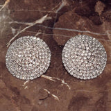 Rhinestone Round Stud Earrings Women Statement Earrings