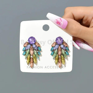 Multicolor Stud Earrings Rhinestone Geometric Charm Jewelry