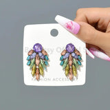 Multicolor Stud Earrings Rhinestone Geometric Charm Jewelry