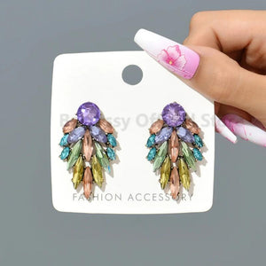 Multicolor Stud Earrings Rhinestone Geometric Charm Jewelry