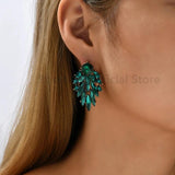 Multicolor Stud Earrings Rhinestone Geometric Charm Jewelry