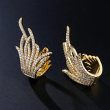 Boho Leaf Crystal Zircon Earring Feather Wings Stud Party Jewelry