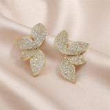 Boho Leaf Crystal Zircon Earring Feather Wings Stud Party Jewelry