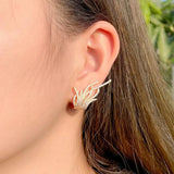 Boho Leaf Crystal Zircon Earring Feather Wings Stud Party Jewelry