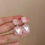 Pink Stud Earrings Pearls Sweet Retro Jewelry