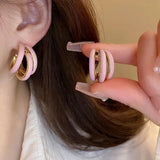 Pink Stud Earrings Pearls Sweet Retro Jewelry
