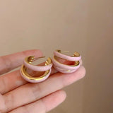 Pink Stud Earrings Pearls Sweet Retro Jewelry