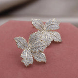 Korean Zircon Maple Leaf Earrings for Women