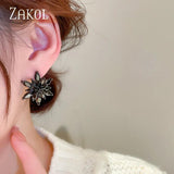 Korea Zircon Flower Stud Earrings Wedding Party Jewelry