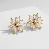 Korea Zircon Flower Stud Earrings Wedding Party Jewelry