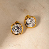 Uworld Zircon Square Stud Earrings Women Jewelry Gift
