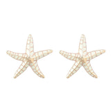 Metallic Candy Starfish Earrings Exaggerated Dangle Banquet Jewelry