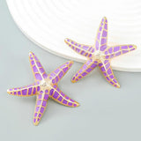 Metallic Candy Starfish Earrings Exaggerated Dangle Banquet Jewelry