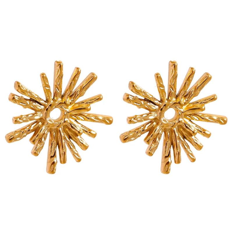 Stainless Steel Fireworks Flower Geometric Stud Earrings