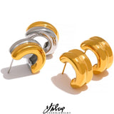 Minimalist Silver Double Stainless Steel Thick Charm Stud Earrings