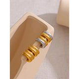 Minimalist Silver Double Stainless Steel Thick Charm Stud Earrings