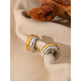 Minimalist Silver Double Stainless Steel Thick Charm Stud Earrings