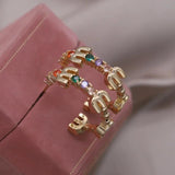 South Korea 18K Plated Letter M Zircon Earrings Women's Party Accessories