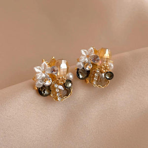 Crystal Flower Stud Earrings CZ Girl Teen Party Jewelry