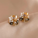 Crystal Flower Stud Earrings CZ Girl Teen Party Jewelry