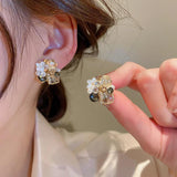 Crystal Flower Stud Earrings CZ Girl Teen Party Jewelry