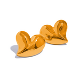 316l Stainless Steel Heart Stud Earrings 18K Plated Rust Proof Charm Jewelry