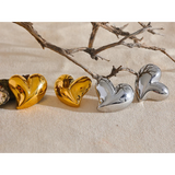 316l Stainless Steel Heart Stud Earrings 18K Plated Rust Proof Charm Jewelry