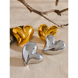 316l Stainless Steel Heart Stud Earrings 18K Plated Rust Proof Charm Jewelry