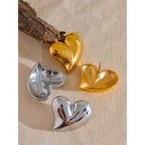 316l Stainless Steel Heart Stud Earrings 18K Plated Rust Proof Charm Jewelry
