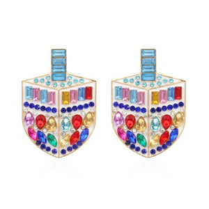 Crystal Dreidel Stud Earrings // Hanukkah Gift