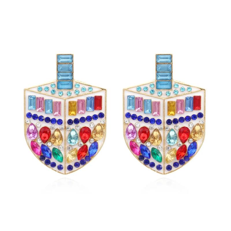 Crystal Dreidel Stud Earrings // Hanukkah Gift
