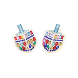 Crystal Dreidel Stud Earrings // Hanukkah Gift