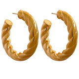 Golden Metal Round Stud Earrings Stainless Steel Twisted Unusual Jewelry