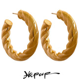 Golden Metal Round Stud Earrings Stainless Steel Twisted Unusual Jewelry