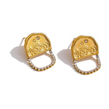 Stainless Steel CZ Stud Earrings 18K Metal Gift