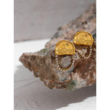 Stainless Steel CZ Stud Earrings 18K Metal Gift