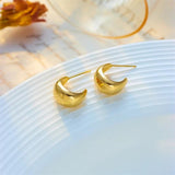 316L Stainless Steel C-Shaped Stud Earrings for Women
