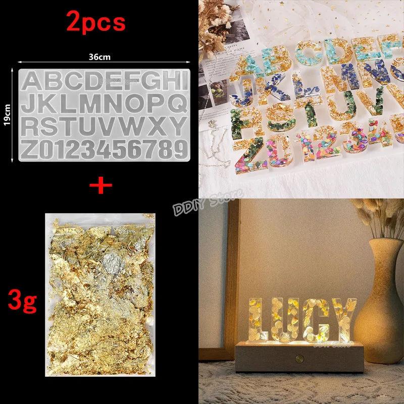 Alphabet Number Mold Crystal Epoxy Silicone Mold DIY Letter Pendant Resin Mold