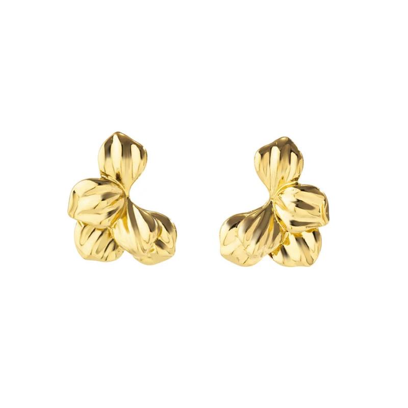 Irregular Flower Petal Stud Earrings for Women Statement Trending Piercing