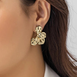Irregular Flower Petal Stud Earrings for Women Statement Trending Piercing