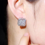 CWWZircons CZ Big Square Stud Earring Womens Wedding Jewelry CZ730