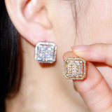 CWWZircons CZ Big Square Stud Earring Womens Wedding Jewelry CZ730