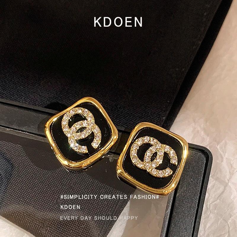 Micro Inlaid Zircon Letter Earrings High-end Jewelry