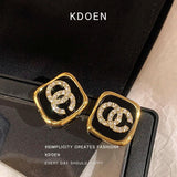 Micro Inlaid Zircon Letter Earrings High-end Jewelry