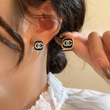 Micro Inlaid Zircon Letter Earrings High-end Jewelry