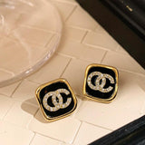 Micro Inlaid Zircon Letter Earrings High-end Jewelry