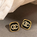 Micro Inlaid Zircon Letter Earrings High-end Jewelry