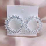 Women's Zircon Big Circle Earrings Glittering Charm Jewelry