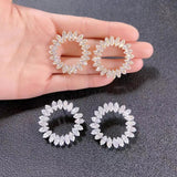 Women's Zircon Big Circle Earrings Glittering Charm Jewelry